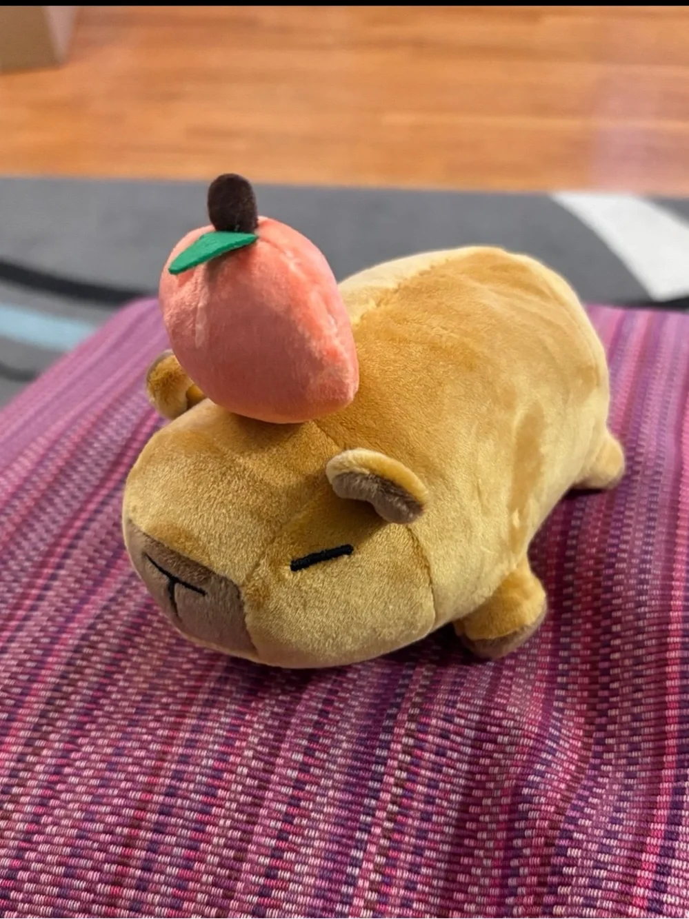 Hubman and Chubgirl capybara Plush with an orange on its head